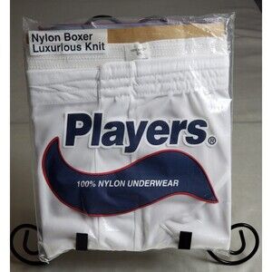 Players Vintage Men's White 100% Nylon Boxers Shorts 2X 46-48 Sealed In Package.